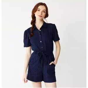 Draper James Navy Blue Lace Jumpsuit Romper